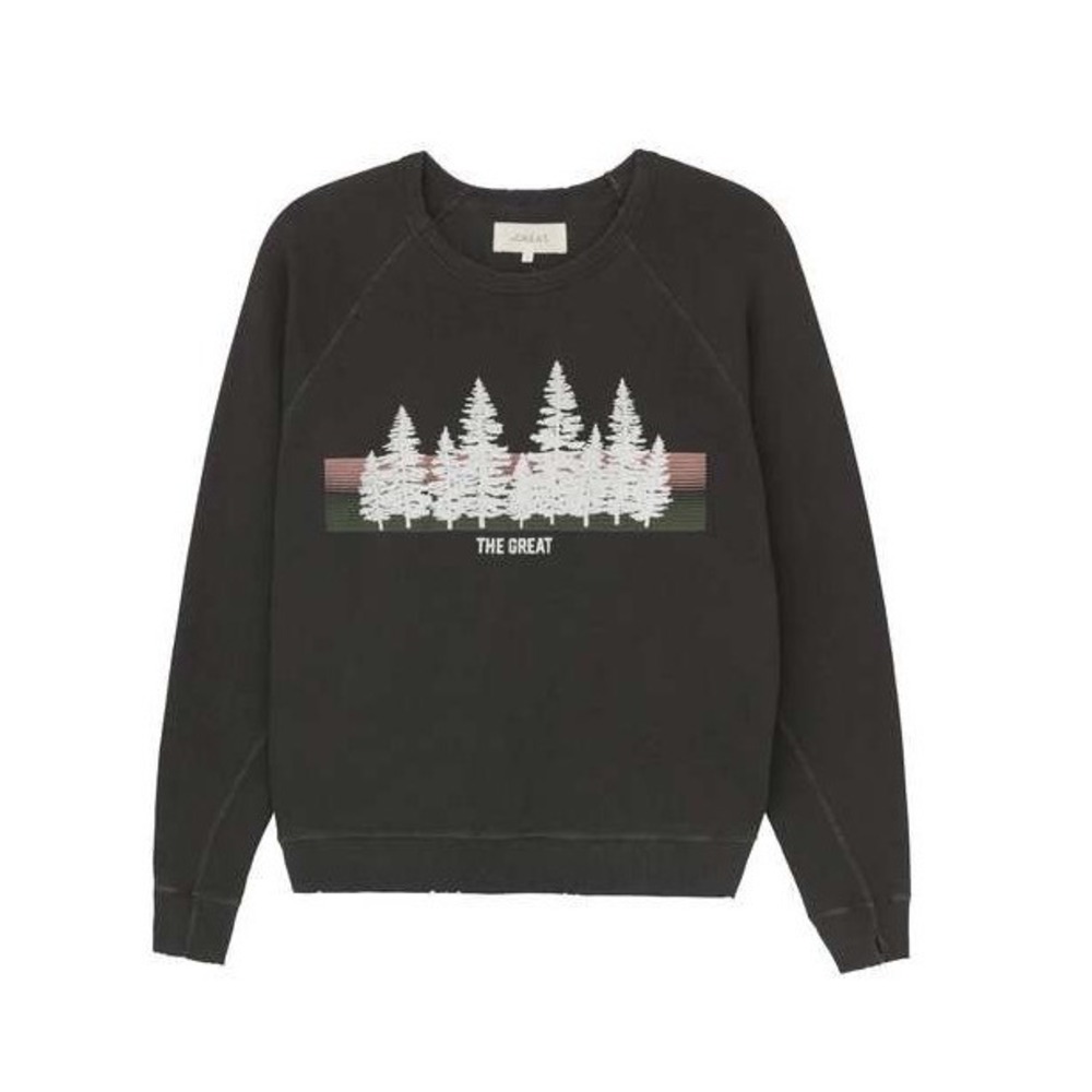 The‎ Great. The Little College Sweatshirt with Forest Graphic Washed Black - 10